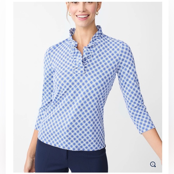 J. McLaughlin Durham Ruffle Top Catalina Cloth 3/4 Sleeve Size XL - Picture 3 of 16